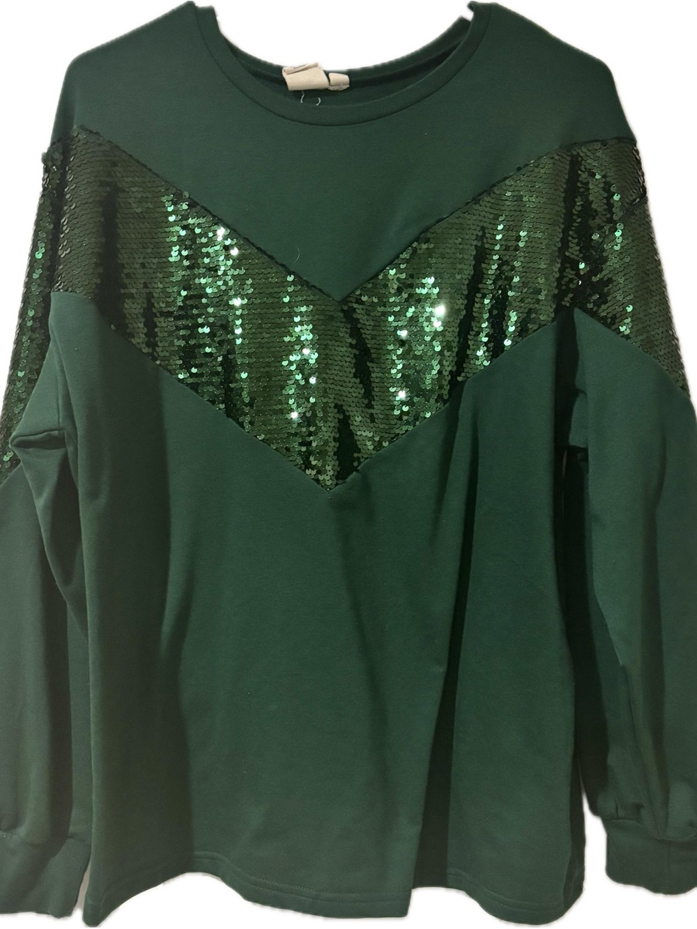 Women’s Emerald Sequin Chevron Sweatshirt - Picture 4 of 5